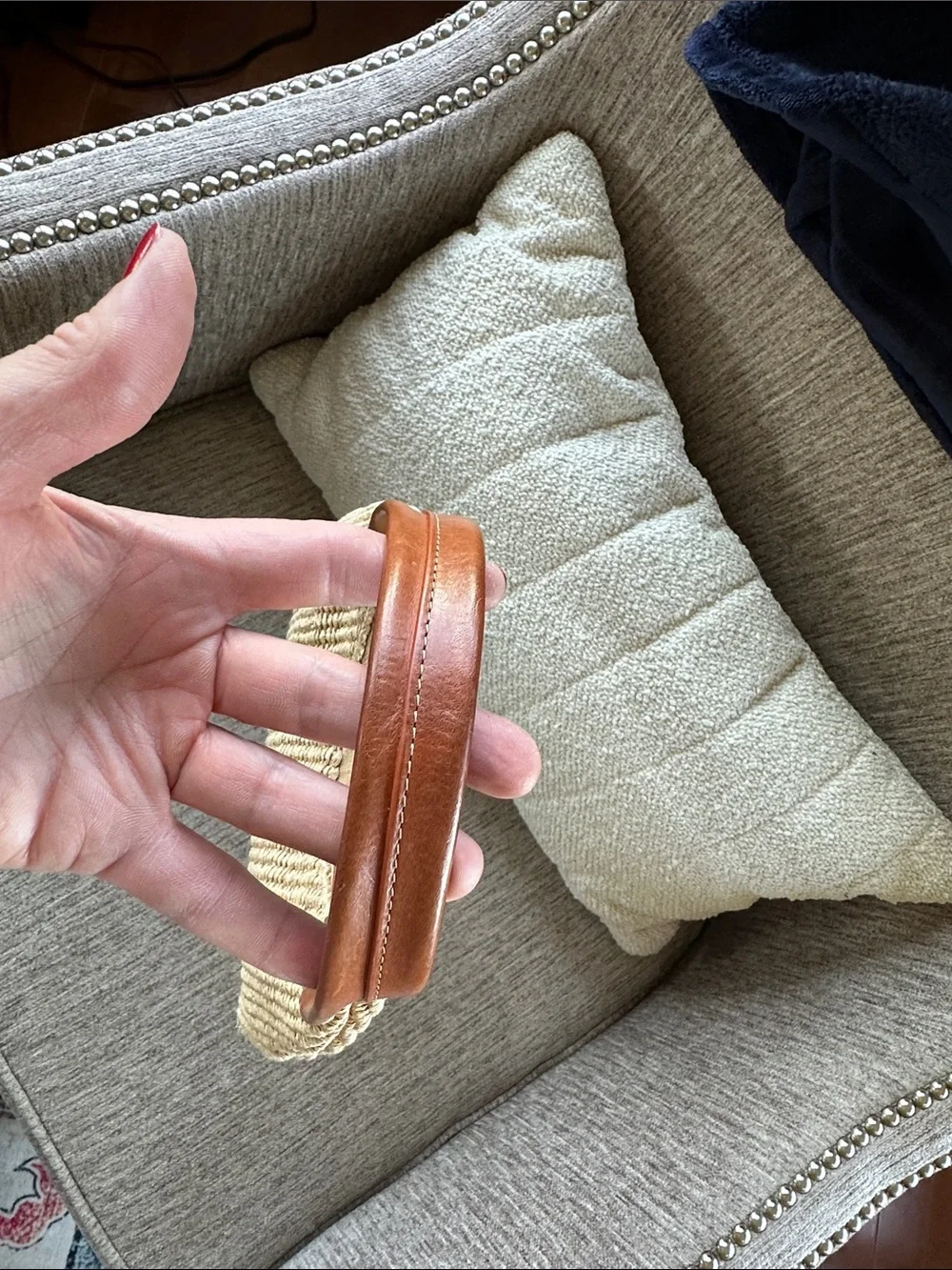 Mansur Gavriel Mini Cindy bag Woven Straw Shoulder Bag in Natural Tan Handles